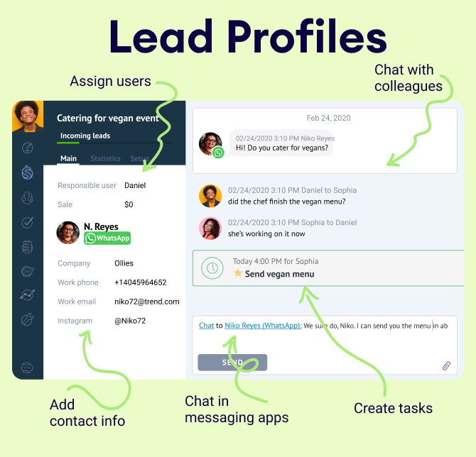 lead profiles in kommo