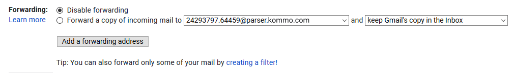 Add a forwarding address