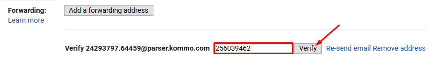 paste the Confirmation code into the required field and click verify