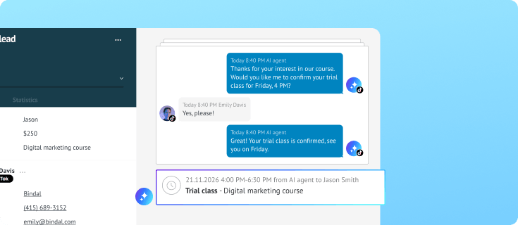 Digital marketing trial class scheduled for prospective student