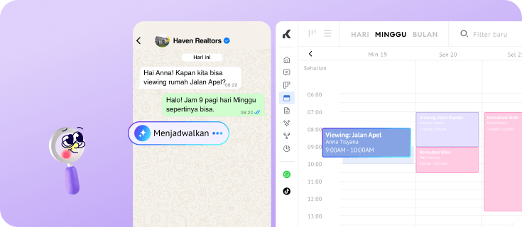 Jadwal kunjungan properti dibuat dan ditambahkan ke kalender CRM