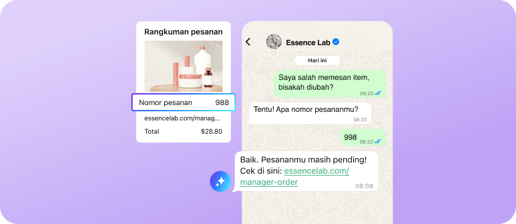 Permintaan perubahan pesanan ditangani oleh AI agent WhatsApp