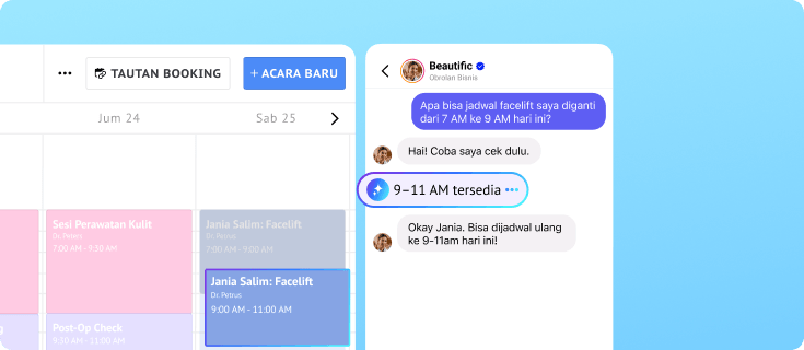 Janji perawatan wajah dijadwalkan ulang melalui kalender klinik