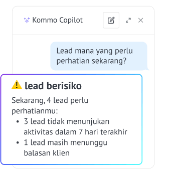 Kommo Copilot menjawab pertanyaan pengiriman di dalam chat pelanggan