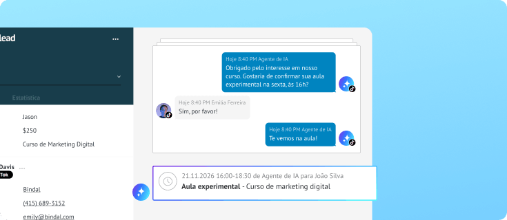 Aula experimental de marketing digital agendada para potencial aluno
