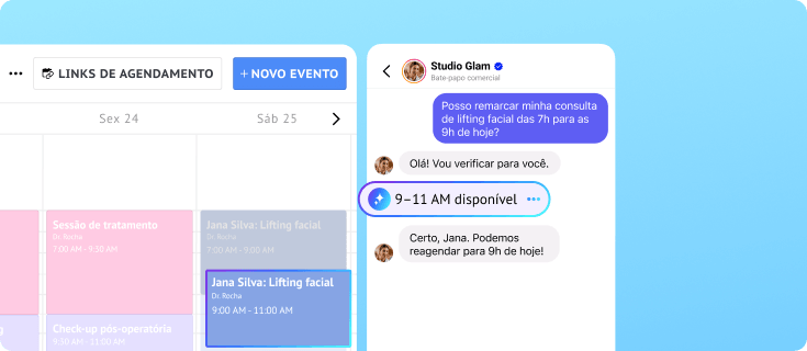Procedimento facial reagendado pelo calendário da clínica estética