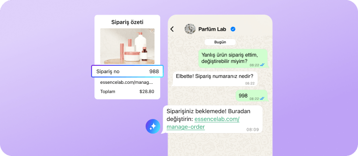 Müşteri sipariş güncelleme talebi WhatsApp yapay zekası tarafından yönetiliyor