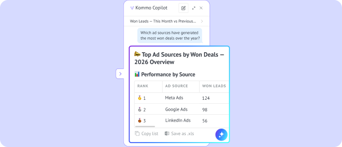 AI showing report of ad sources that generated leads