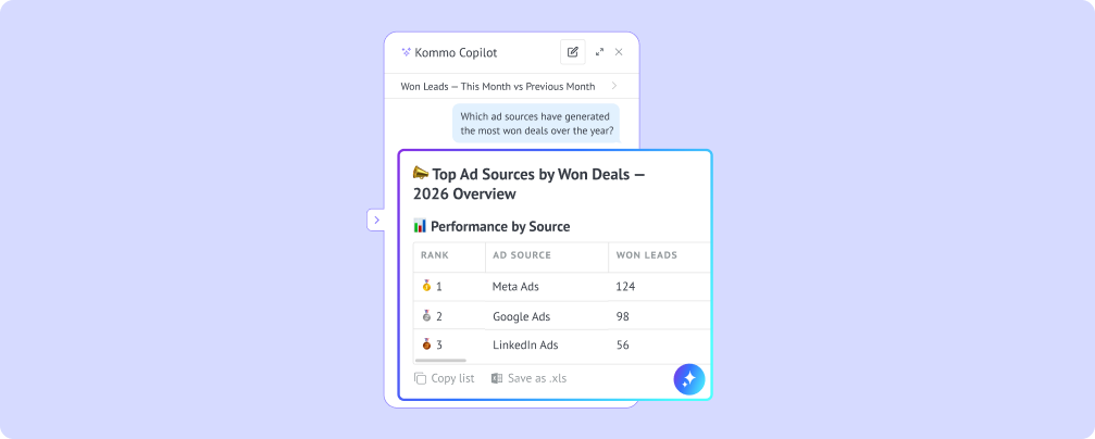 AI showing report of ad sources that generated leads