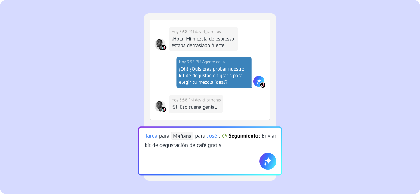IA crea tarea de seguimiento desde mensaje del cliente