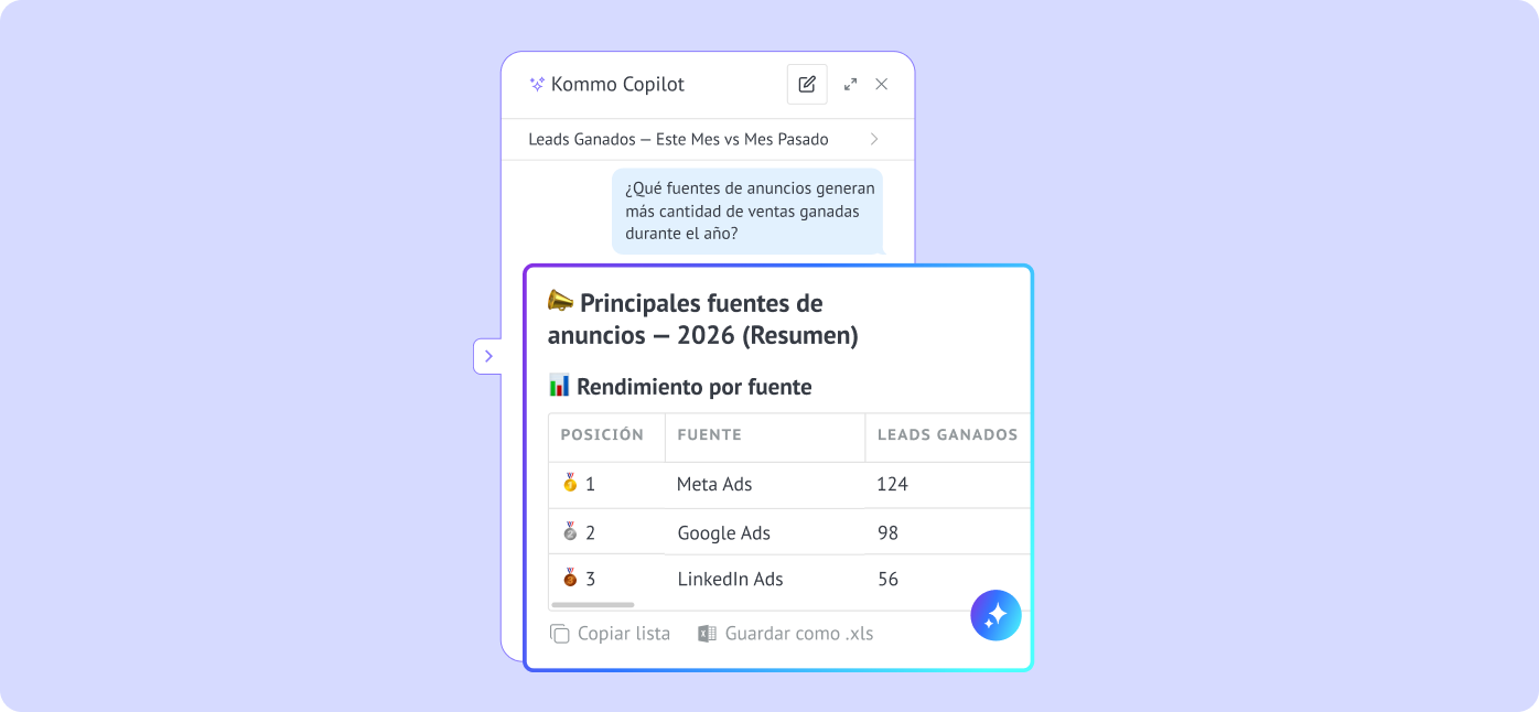 IA muestra informe de fuentes publicitarias que generaron leads