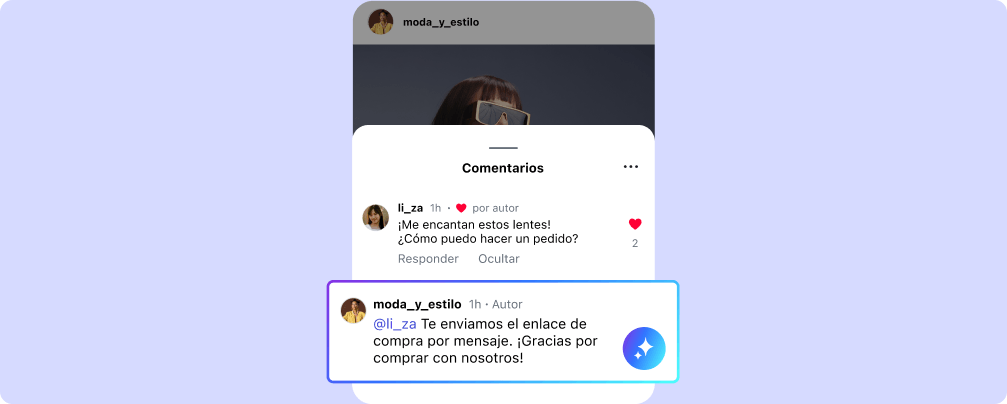 Automatización de comentarios de Instagram impulsada por IA que responde consultas de compra y envía enlaces de pedido por mensaje directo