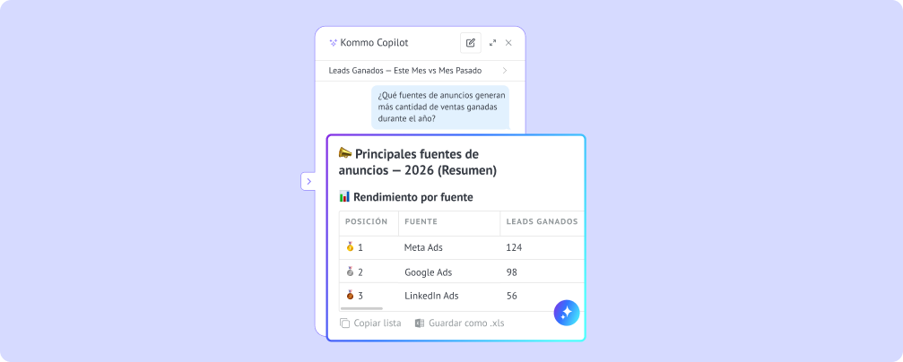 IA muestra informe de fuentes publicitarias que generaron leads