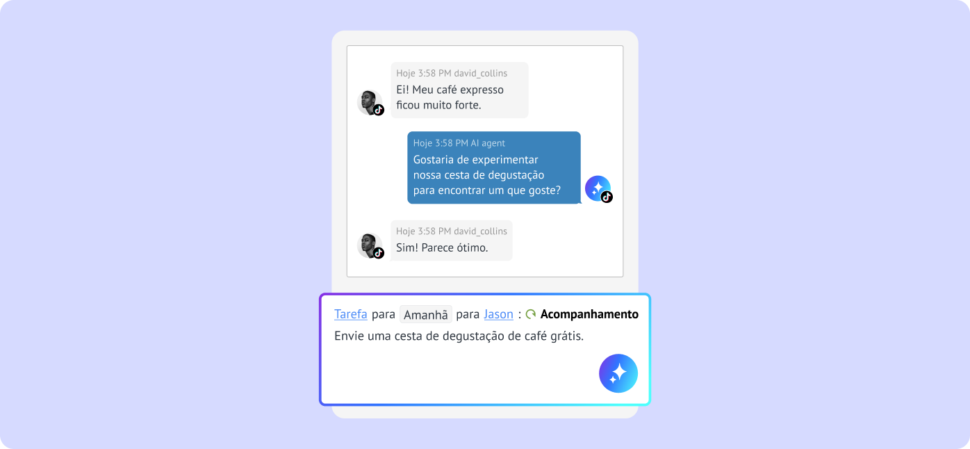 IA cria tarefa de acompanhamento a partir da mensagem