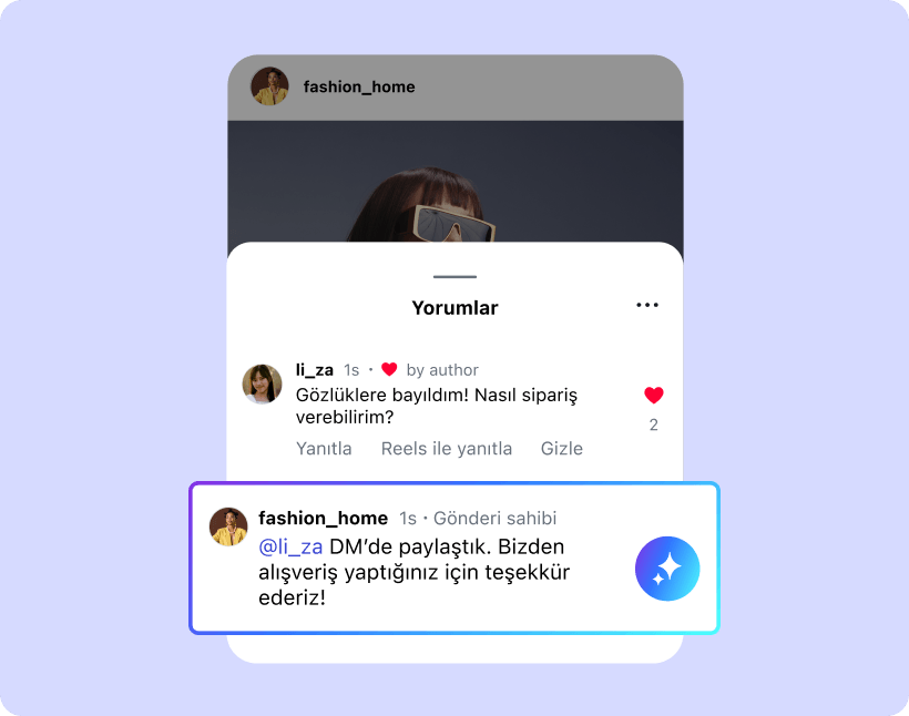 Satın alma sorularını yanıtlayıp sipariş bağlantılarını DM üzerinden gönderen AI destekli Instagram yorum otomasyonu