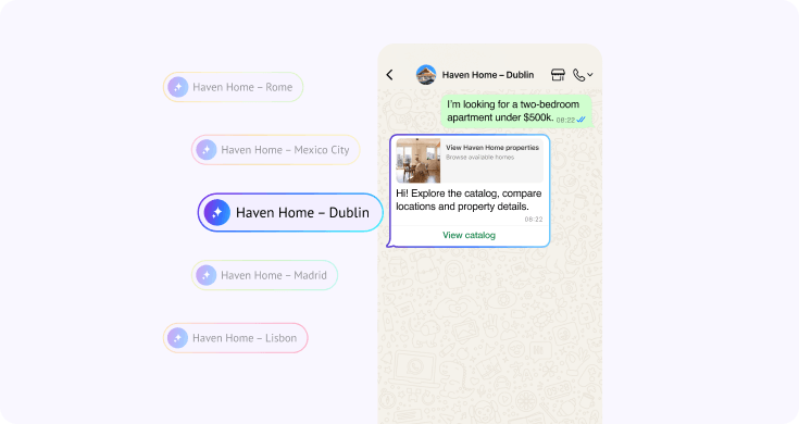 AI assistant helping a client find properties by budget and sending a payment link to continue the purchase process