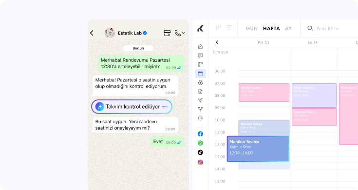 AI ajanının takvim uygunluğunu kontrol ederek sohbet taleplerini boş randevu saatleriyle eşleştirmesi