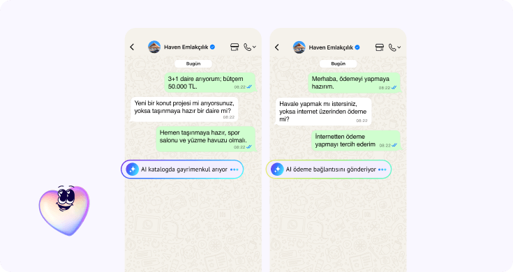 AI asistanının bütçeye uygun mülk bulup satın alma sürecini sürdürmek için ödeme bağlantısı göndermesi