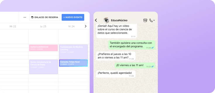 IA consultando la disponibilidad y programando una cita mediante una conversación de WhatsApp