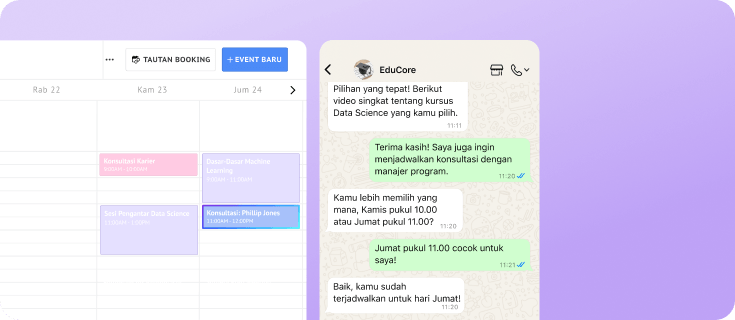 AI memeriksa jadwal dan menjadwalkan janji melalui percakapan WhatsApp