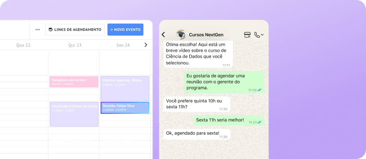 IA verificando a disponibilidade e agendando um compromisso em uma conversa no WhatsApp