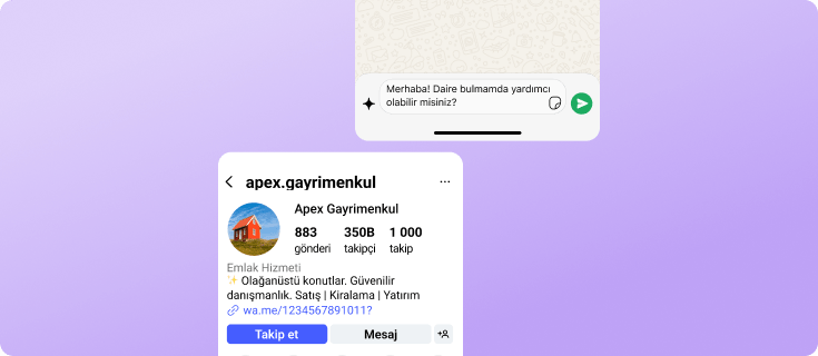Müşteri, WhatsApp sohbeti başlatmadan önce emlak şirketinin sosyal medya profilini açıyor