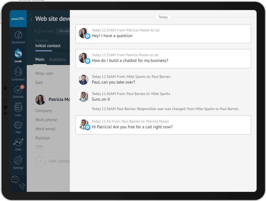 All customer and team communications are centralized in a single unified inbox