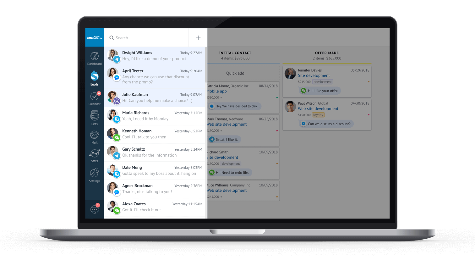 Chat with clients in single unified inbox that connects you with the most popular messenger apps